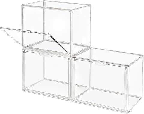 Stackable Clear Plastic Storage Bins with Magnetic Lids (3 Pack)