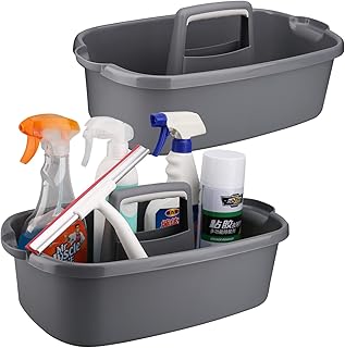 Gray Cleaning Caddy Organizer with Handle, 2 Pack