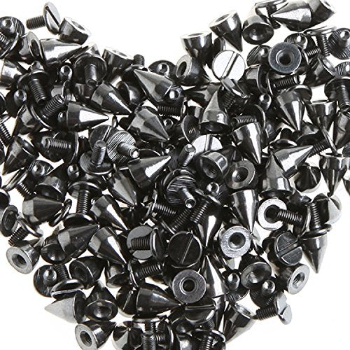 50 Sets of 9MM Black Gunmetal Bullet Cone Spike Studs