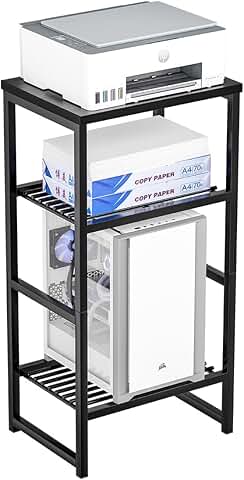 3-Tier Industrial Printer Stand with Wire Shelf