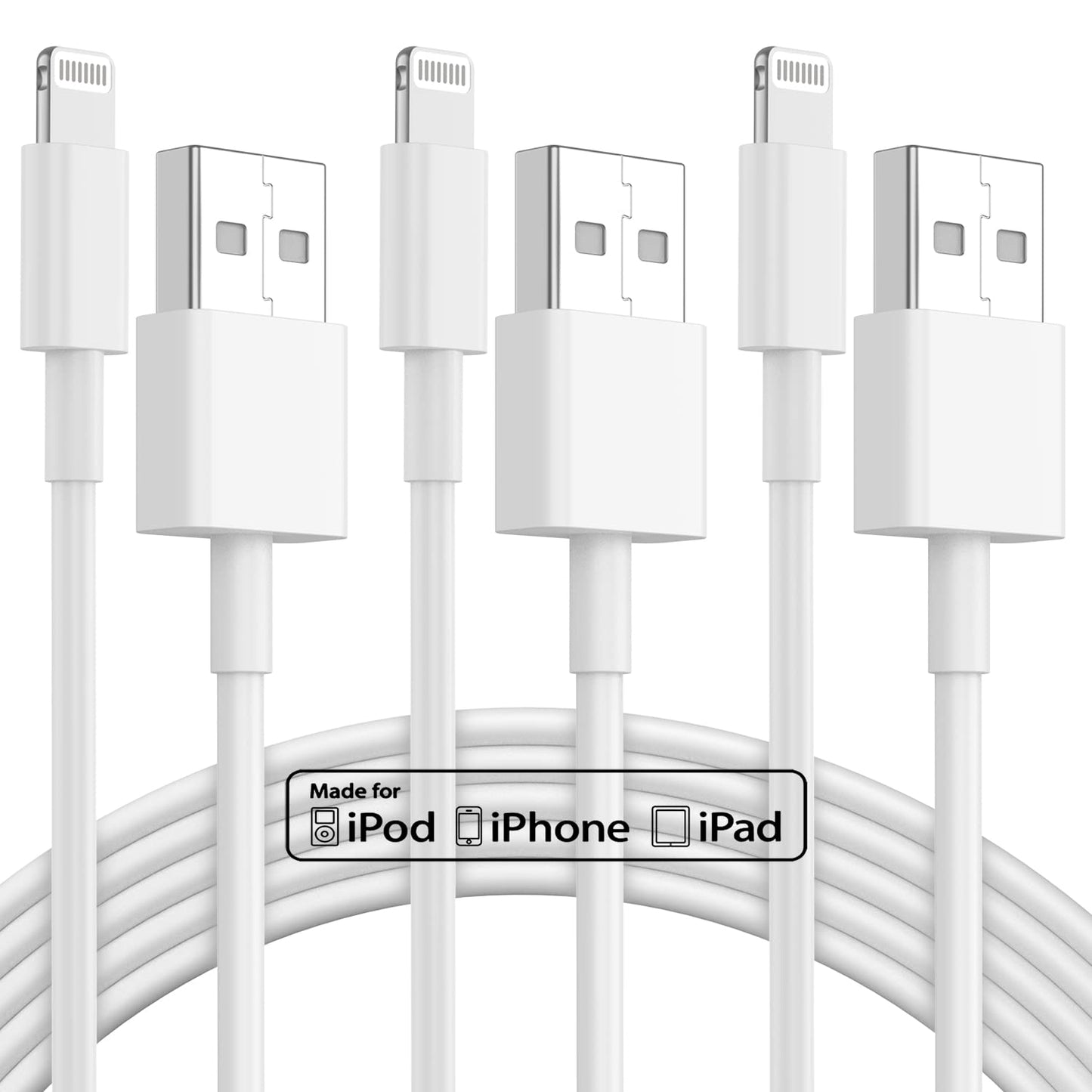 6 ft iPhone Charger 3pack, [Apple MFi ] USB to Lightning Cable 6ft, iPhone Charger Cord 6 Foot, 6 Feet Super Fast Apple Charging Cable for iPhone 14/13/12/11/Pro/13 Max/X/XS/XR/XS Max/8/7/XS