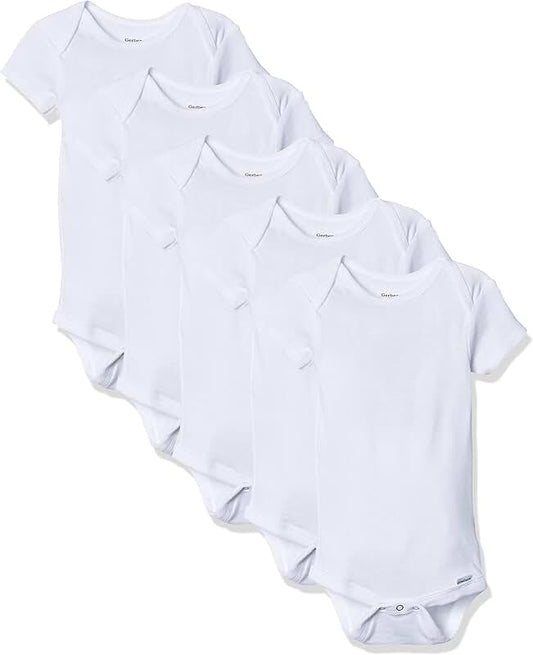 Set of five baby girl solid bodysuits