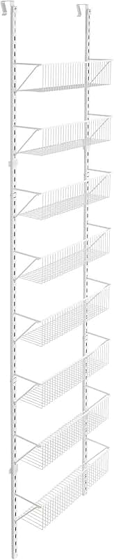 Adjustable 8-Tier Wall and Door Basket Organizer, 18" White
