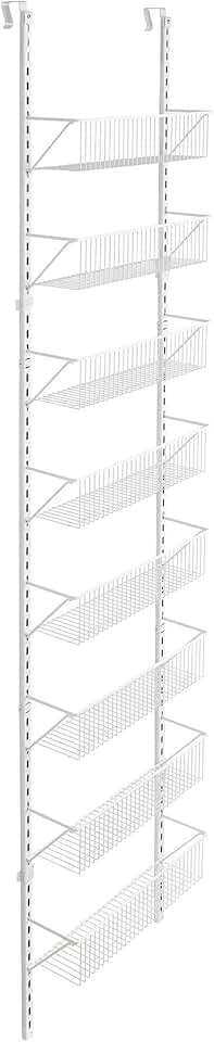 Adjustable 8-Tier Wall and Door Basket Organizer, 18" White