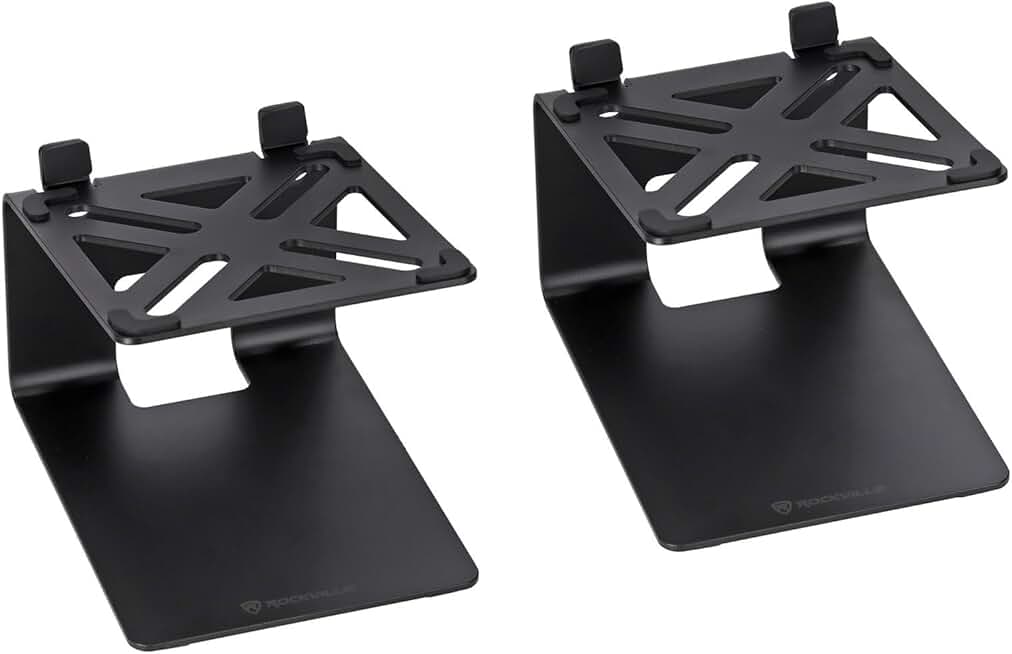 Pair of speaker riser stands for desktop or studio monitors