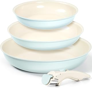 Ceramic Frying Pan Set with Removable Handles