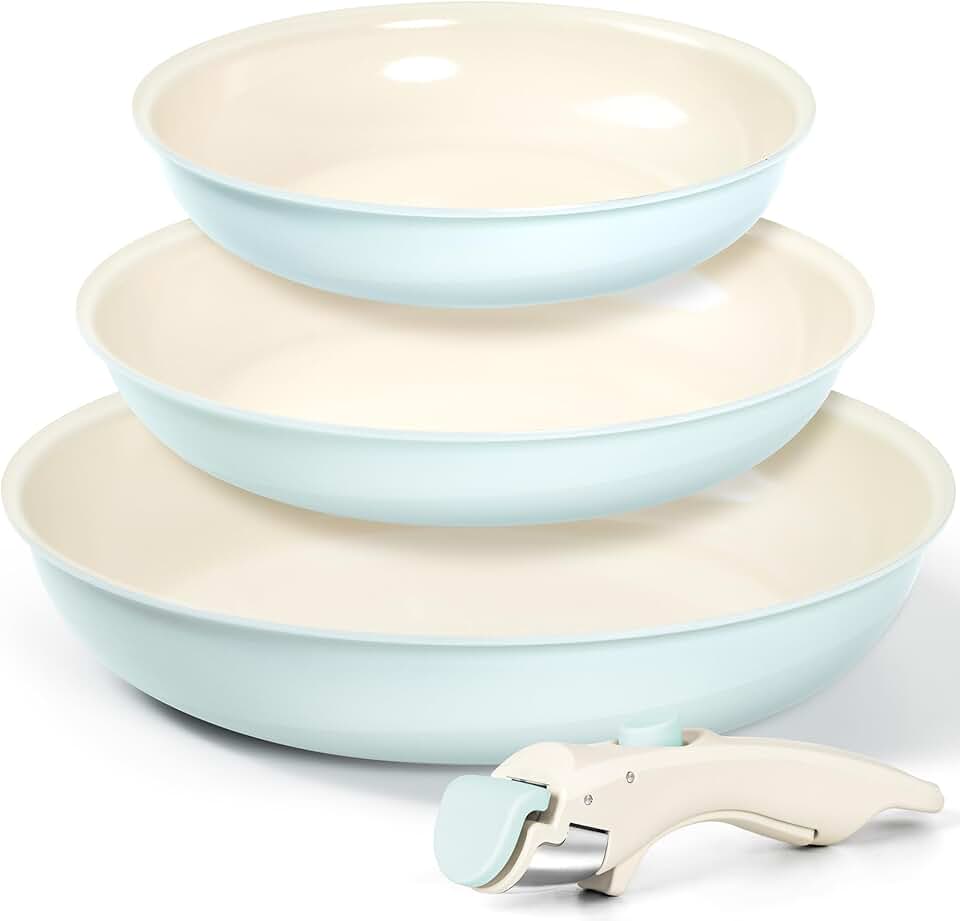 Ceramic Frying Pan Set with Removable Handles