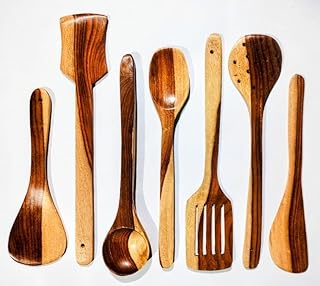 Set of 7 Handmade Sheesham Wood Cooking Spoons