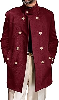 Men's Double Breasted Stand Collar Trench Coat