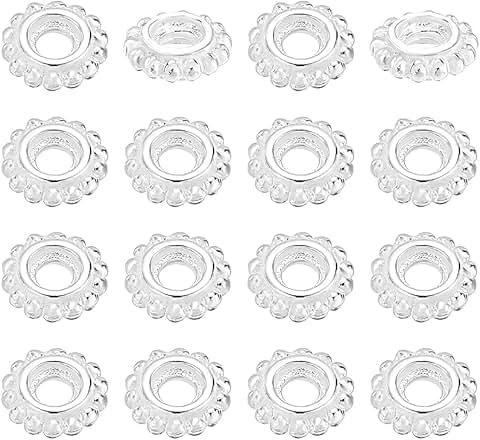 20pcs 5mm Sterling Silver Flower Beads for Jewelry Making
