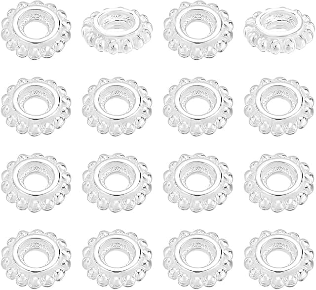 20pcs 5mm Sterling Silver Flower Beads for Jewelry Making