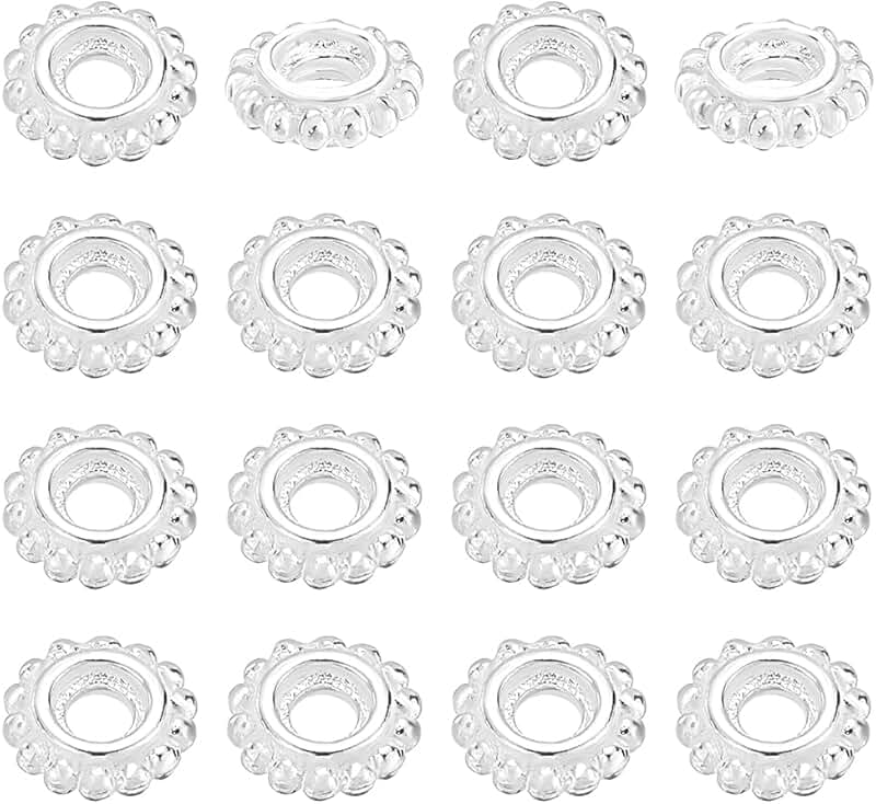20pcs 5mm Sterling Silver Flower Beads for Jewelry Making