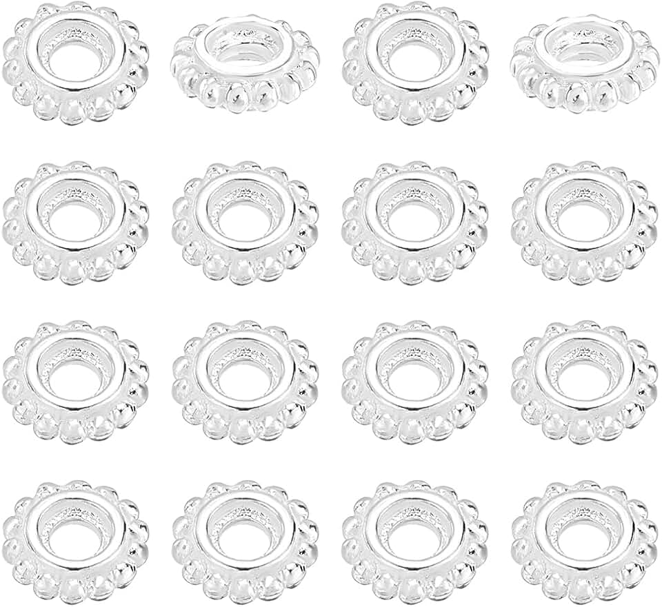 20pcs 5mm Sterling Silver Flower Beads for Jewelry Making