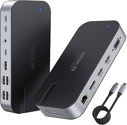 16-in-1 USB C Docking Station for 4 Monitors