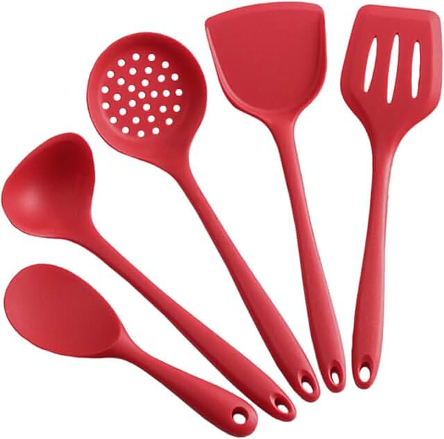 Set of 5 silicone kitchen utensils for cooking and baking