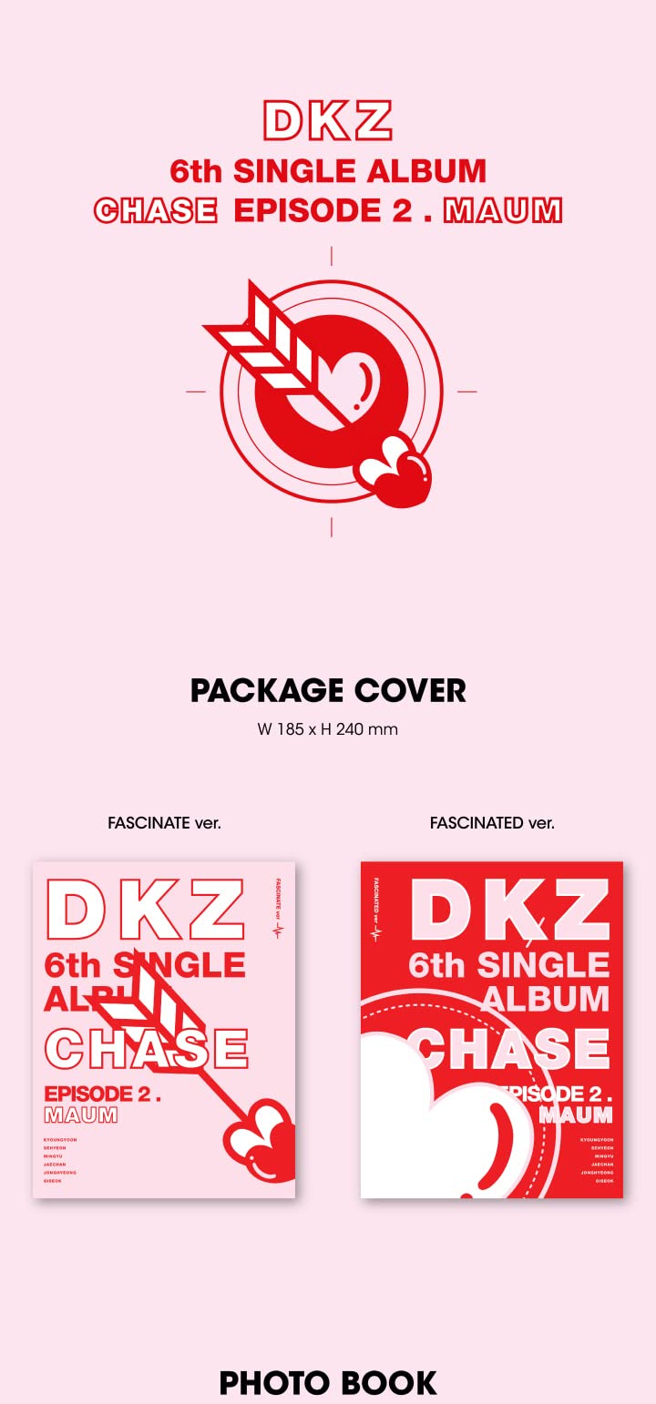 DKZ Chase Episode 2. MAUM 6th Single Album Fascinated Version CD+96p PhotoBook+2p PhotoCard+1p Postcard+1p 4Cut PhotoFilm+1p ID Card+1ea Sticker+Tracking Sealed