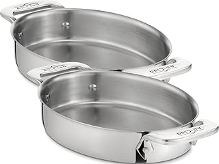 Oval stainless steel bakeware set with two pots
