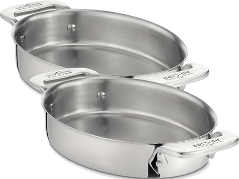 Oval stainless steel bakeware set with two pots