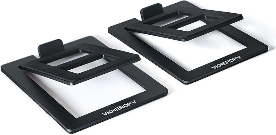 Pair of tilted steel speaker stands, 15.2x11.4x3.8 cm