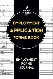 Employment Application Forms Book for Business and Jobs