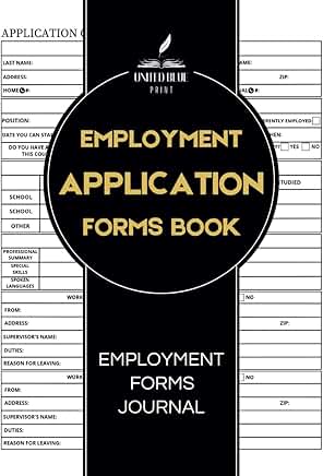 Employment Application Forms Book for Business and Jobs