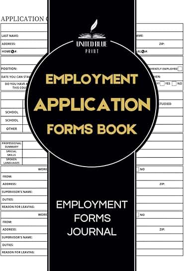 Employment Application Forms Book for Business and Jobs