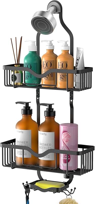 Hanging Shower Caddy with Soap Dish and Hooks