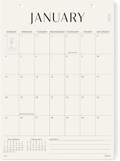 2026-2027 Monthly Wall Calendar 10x14 Inches