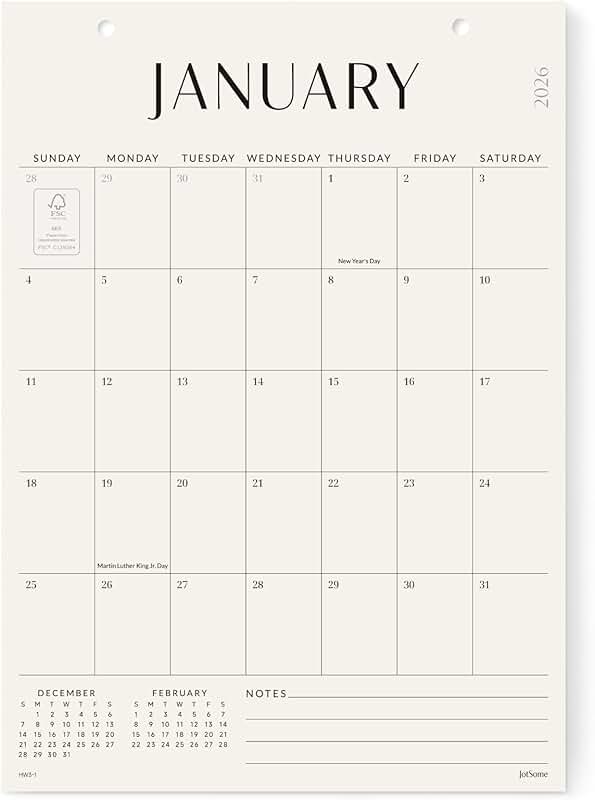 2026-2027 Monthly Wall Calendar 10x14 Inches
