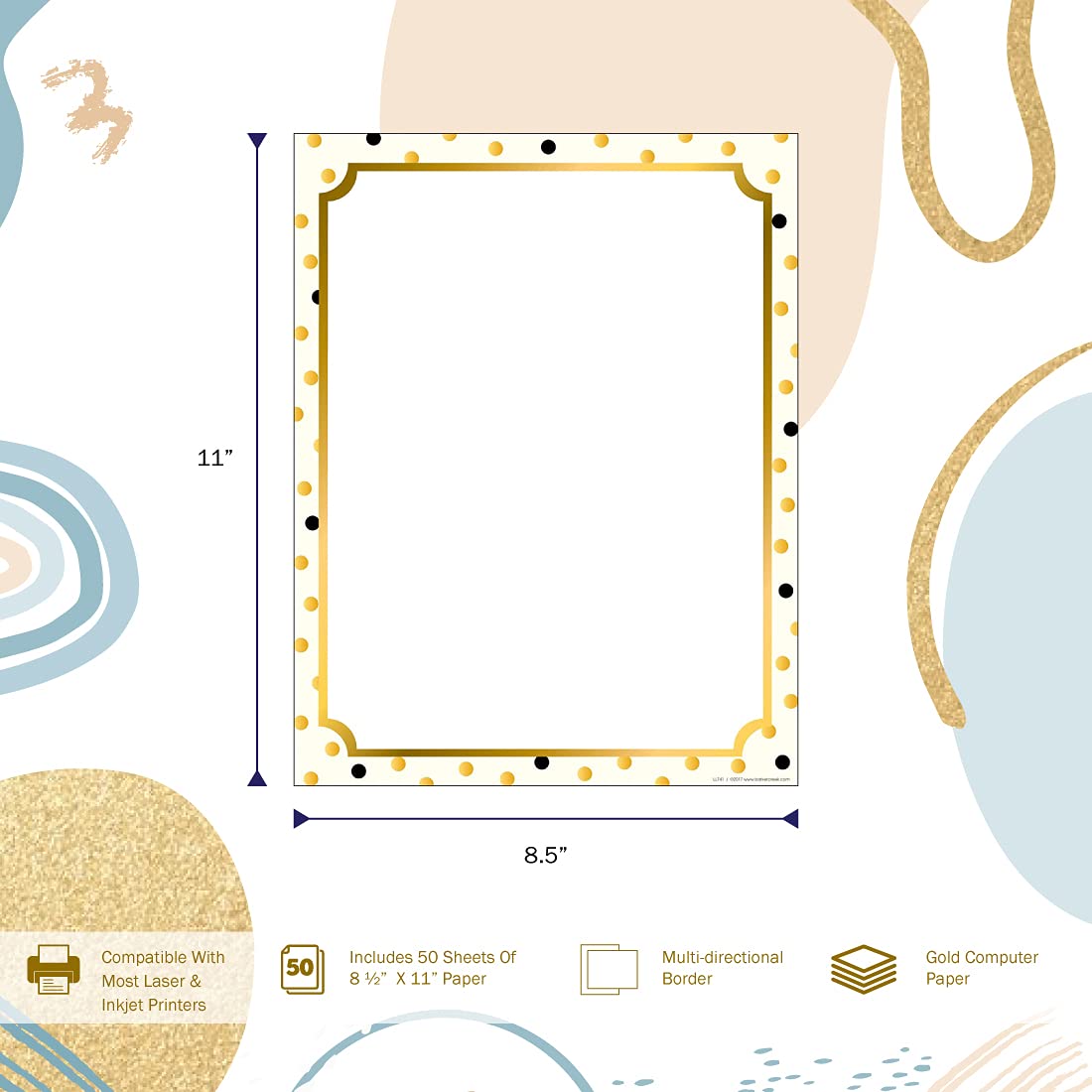 Gold Decorative Printer Paper, 8.5 x 11, 50 Sheets
