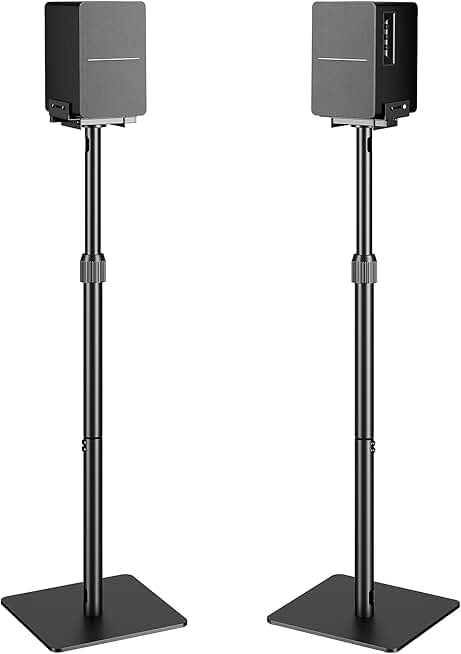 Pair Height-Adjustable Speaker Stands, 11 lbs, Black