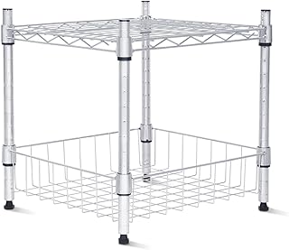 Heavy Duty 2-Tier Metal Storage Shelves, 350 lbs per Shelf