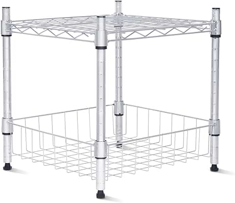 Heavy Duty 2-Tier Metal Storage Shelves, 350 lbs per Shelf
