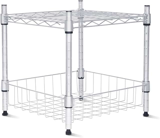 Heavy Duty 2-Tier Metal Storage Shelves, 350 lbs per Shelf