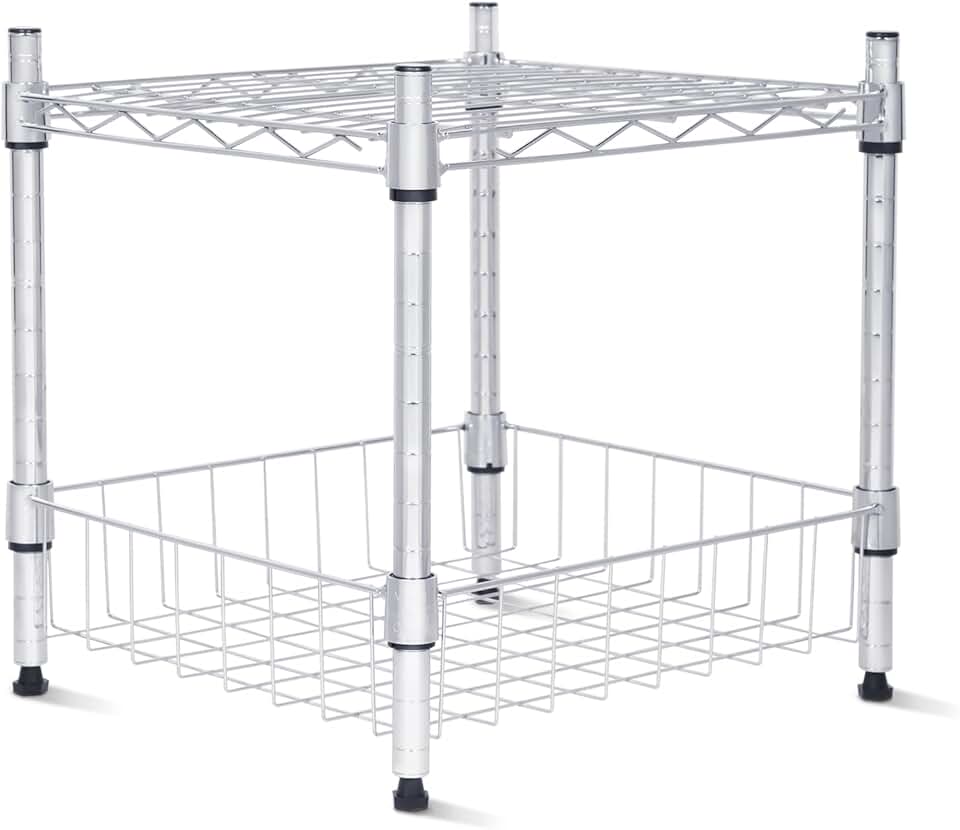Heavy Duty 2-Tier Metal Storage Shelves, 350 lbs per Shelf