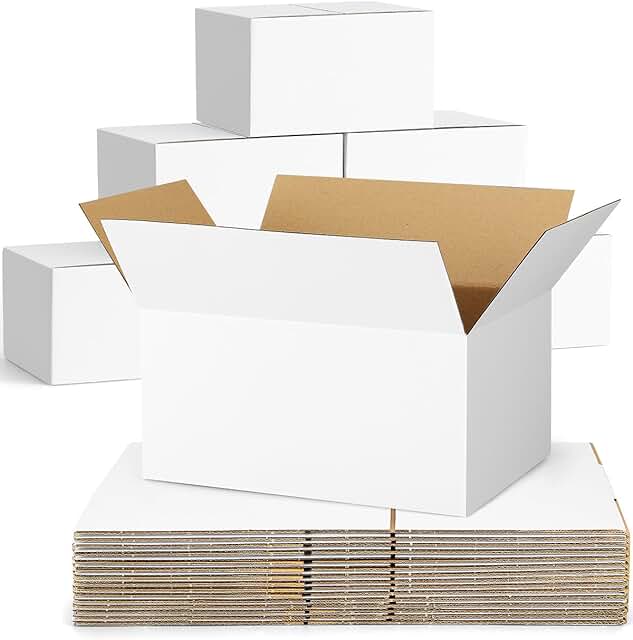 40 small white shipping boxes, 9x6x4 inches
