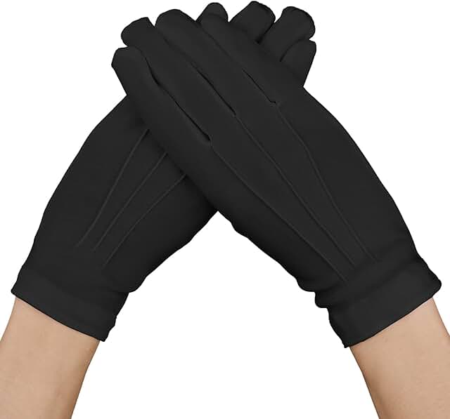 Black and white cotton gloves for women