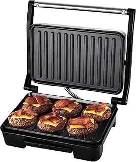 850W Double-Side Steel Panini Grill for 6 Sandwiches
