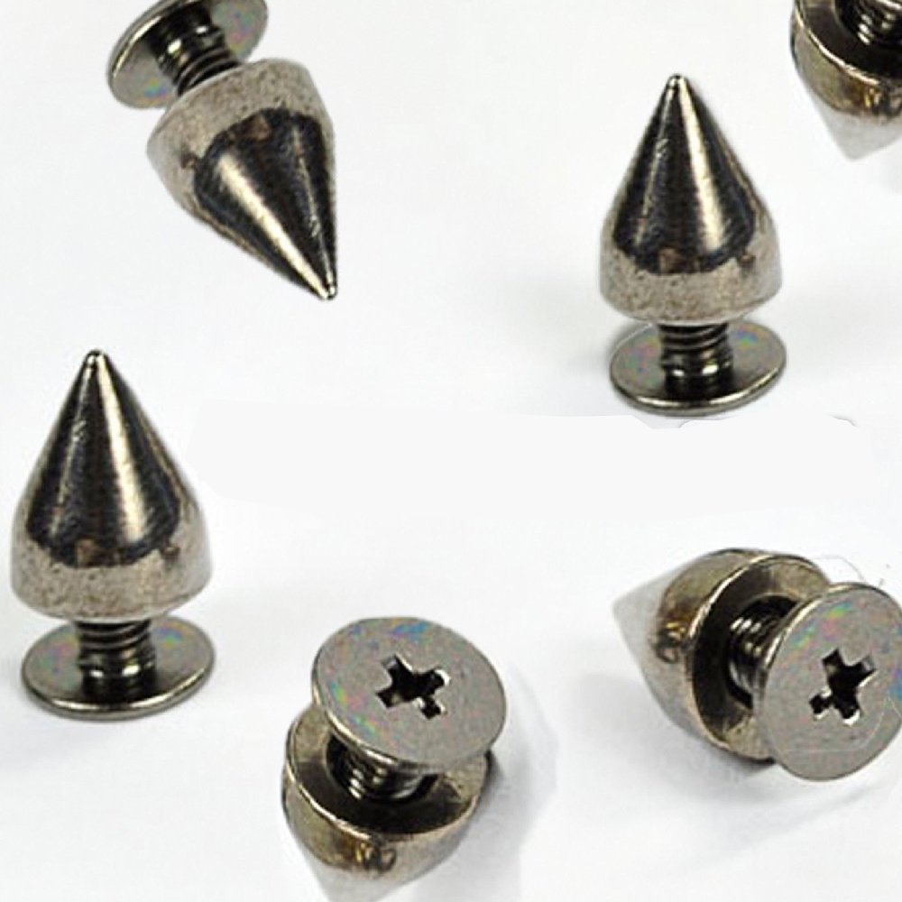 50 Sets of 9MM Black Gunmetal Bullet Cone Spike Studs