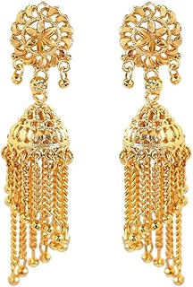 Gold Tone Indian Jhumka Earrings for Women