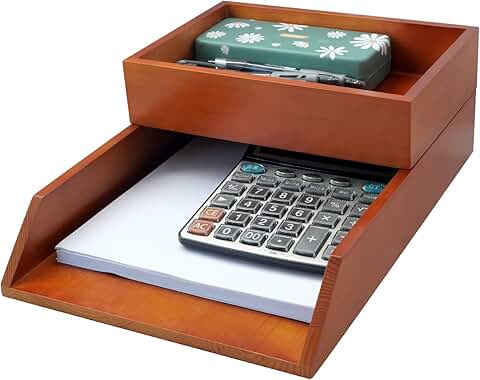 Set of 2 Wooden Desk Organizers for Paper and Stationery