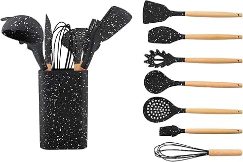 Set of 7 Silicone Kitchen Utensils with Holder