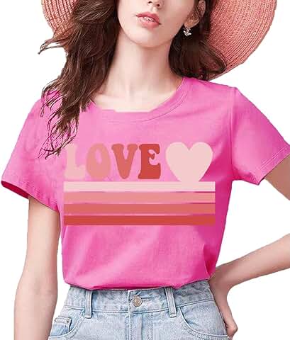 Women's Valentine's Love Heart Short Sleeve T-Shirt
