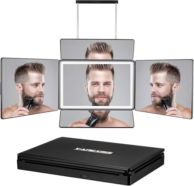 Rechargeable 5-Way Mirror for Hair Cutting and Styling