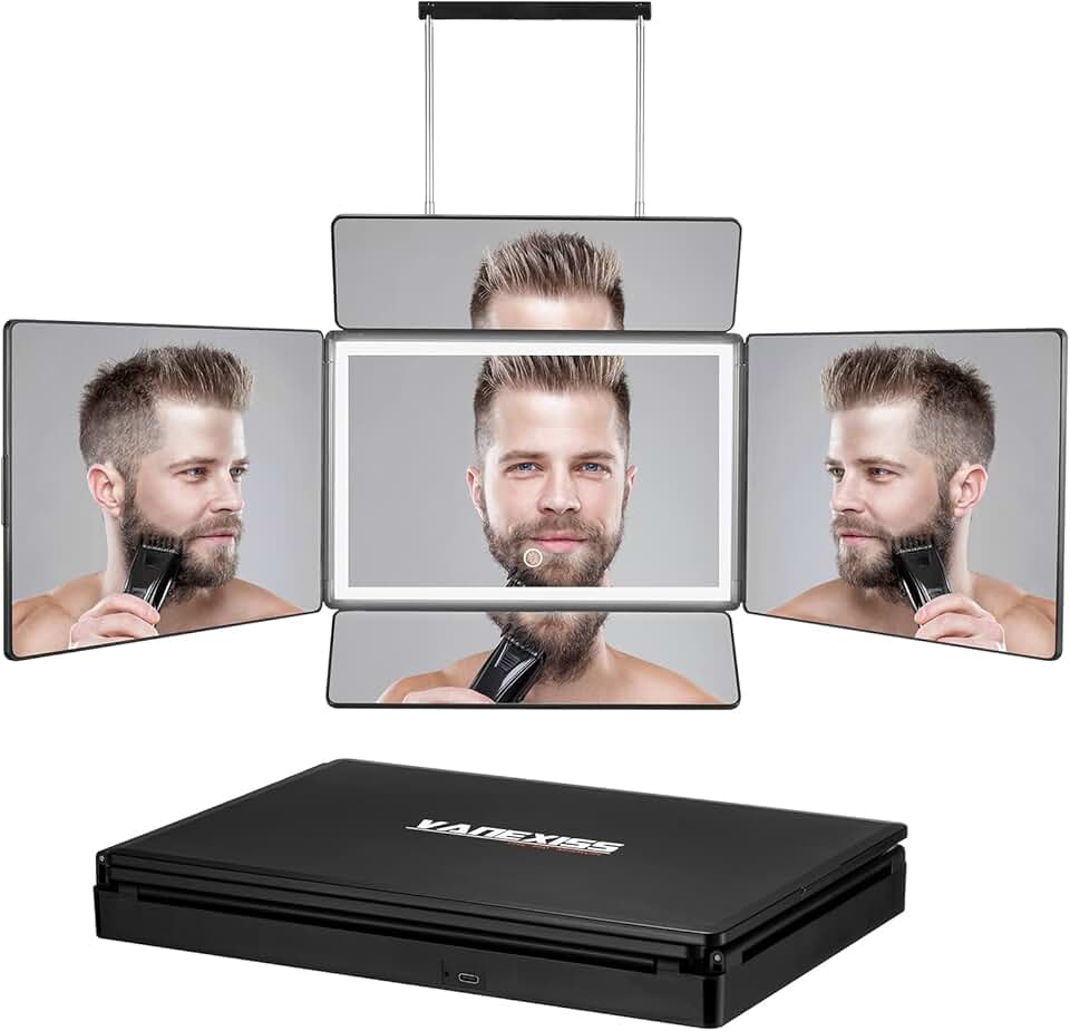 Rechargeable 5-Way Mirror for Hair Cutting and Styling