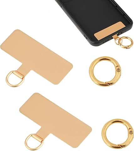 Two Metal Phone Tether Patches with Rings