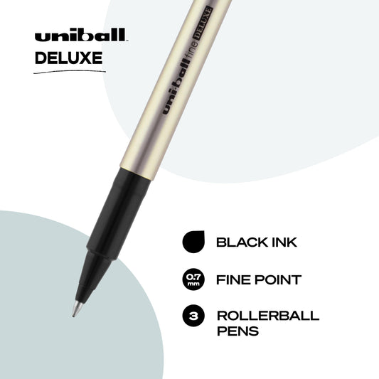 Fine Point Black Rollerball Pen, 3 Pack