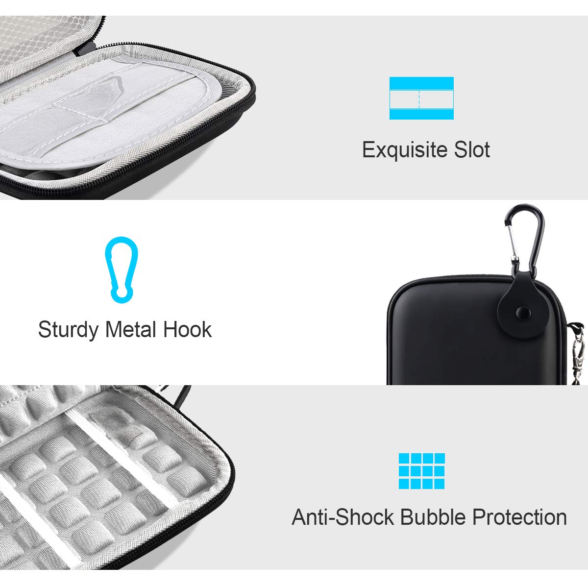 Hard Drive Carrying Case for Seagate Portable Seagate One Touch Seagate Backup Plus Ultra Touch 1TB 2TB 3TB 4TB 5TB Portable External Hard Drive USB 3.0 2.5 Inch HDD Shockproof Travel Bag, Black