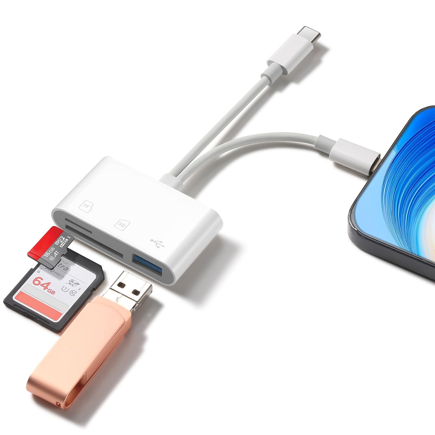 Dual Slot SD Card Reader for iPhone and Android