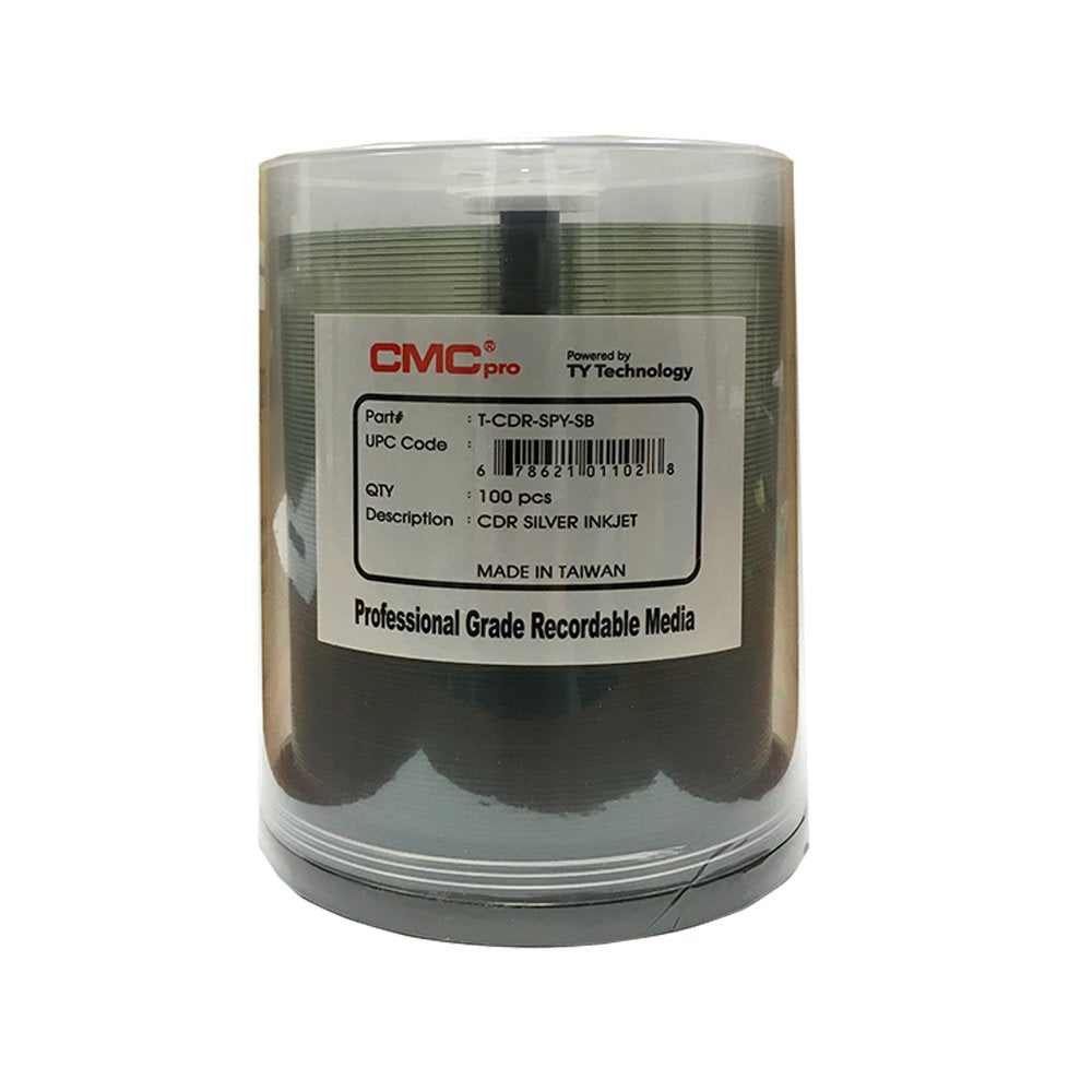 '- Powered by TY Technology 80 Minute/700mb Silver Inkjet CDR in Cake Box - 100 Count